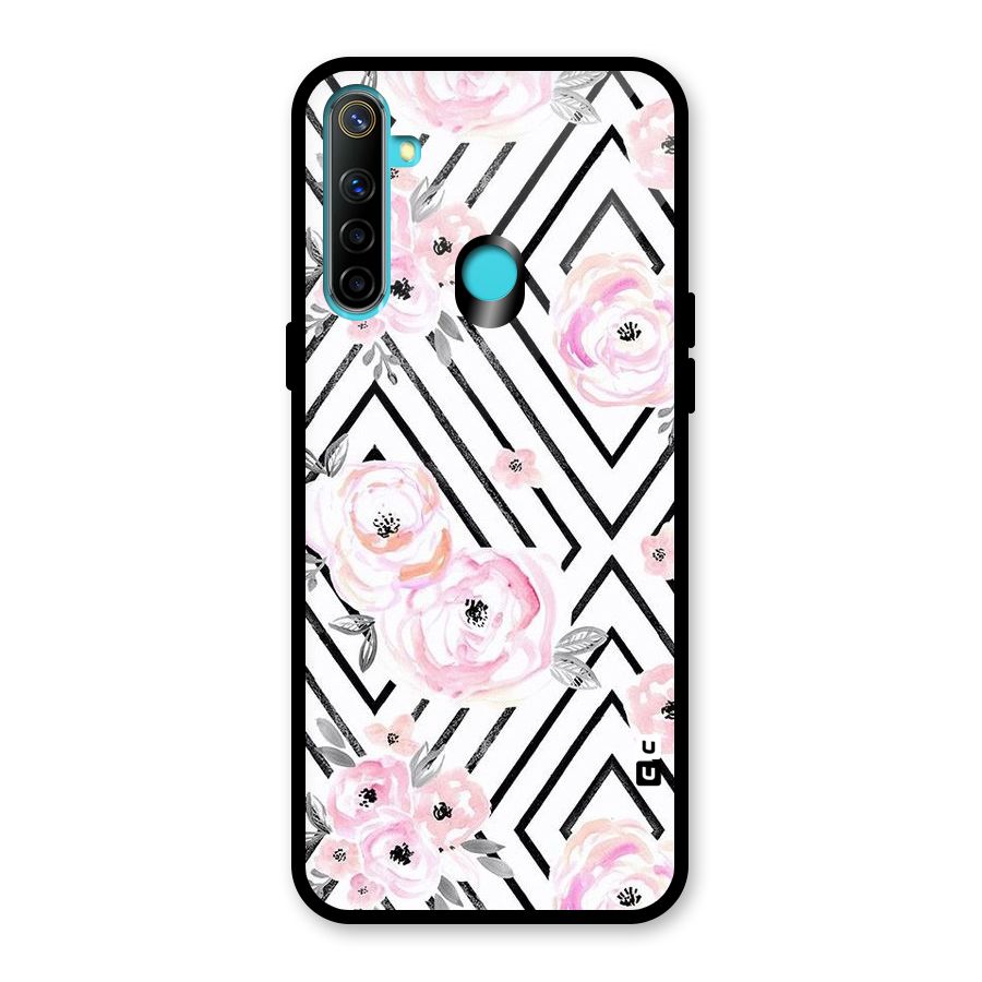 Light Pastel Flowers Design Glass Back Case for Realme Narzo 10
