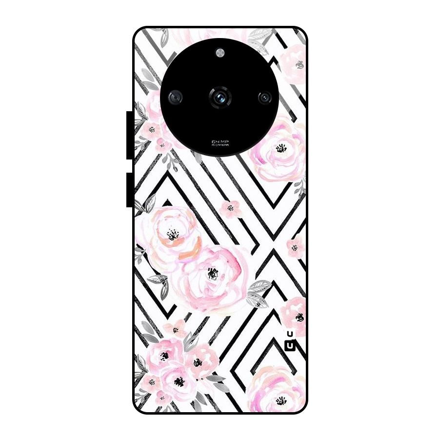 Light Pastel Flowers Design Glass Back Case for Realme Narzo 60 5G