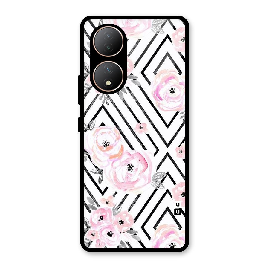 Light Pastel Flowers Design Glass Back Case for Vivo Y100A
