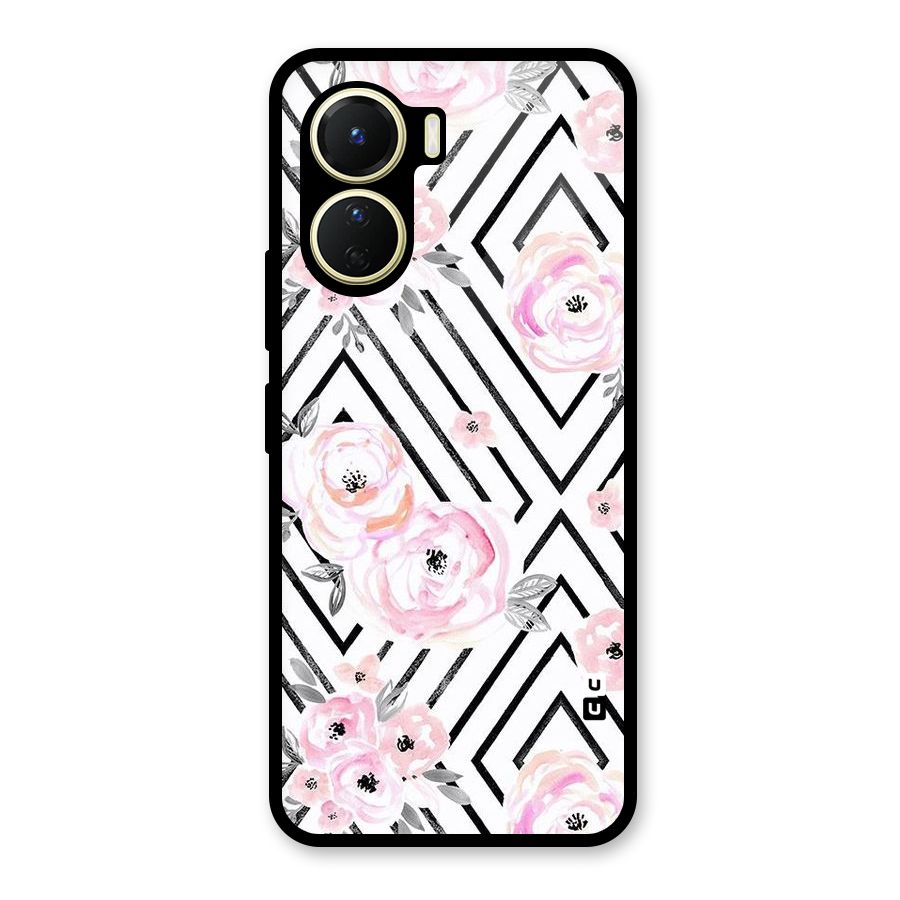 Light Pastel Flowers Design Glass Back Case for Vivo Y16