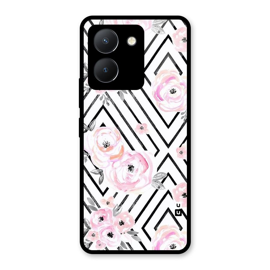 Light Pastel Flowers Design Glass Back Case for Vivo Y36