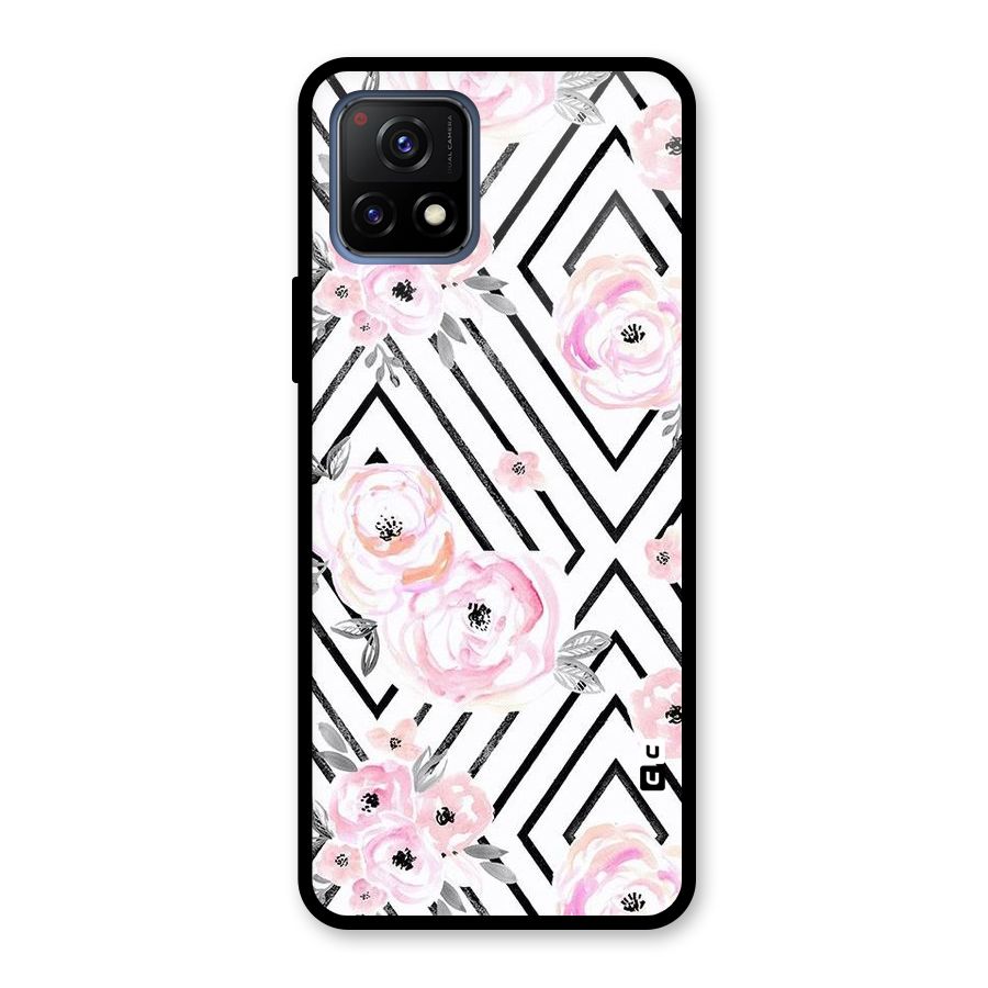 Light Pastel Flowers Design Glass Back Case for Vivo Y72 5G