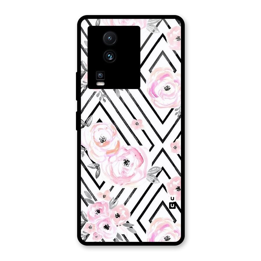 Light Pastel Flowers Design Glass Back Case for Vivo iQOO Neo 7