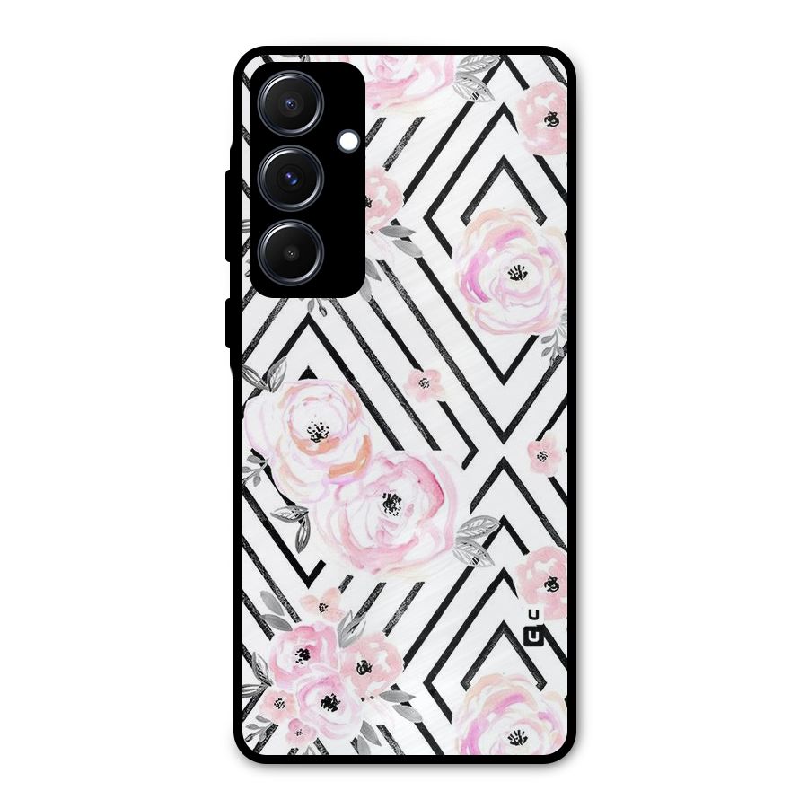 Light Pastel Flowers Design Metal Back Case for Galaxy A55