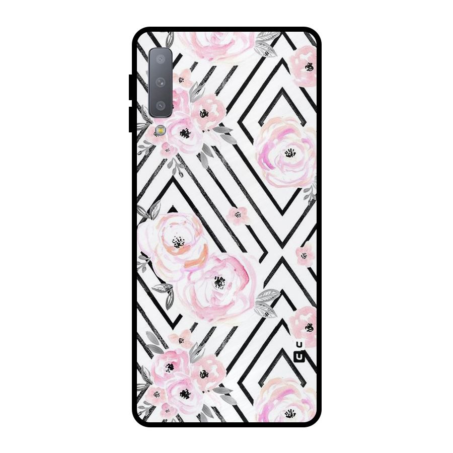 Light Pastel Flowers Design Metal Back Case for Galaxy A7 (2018)