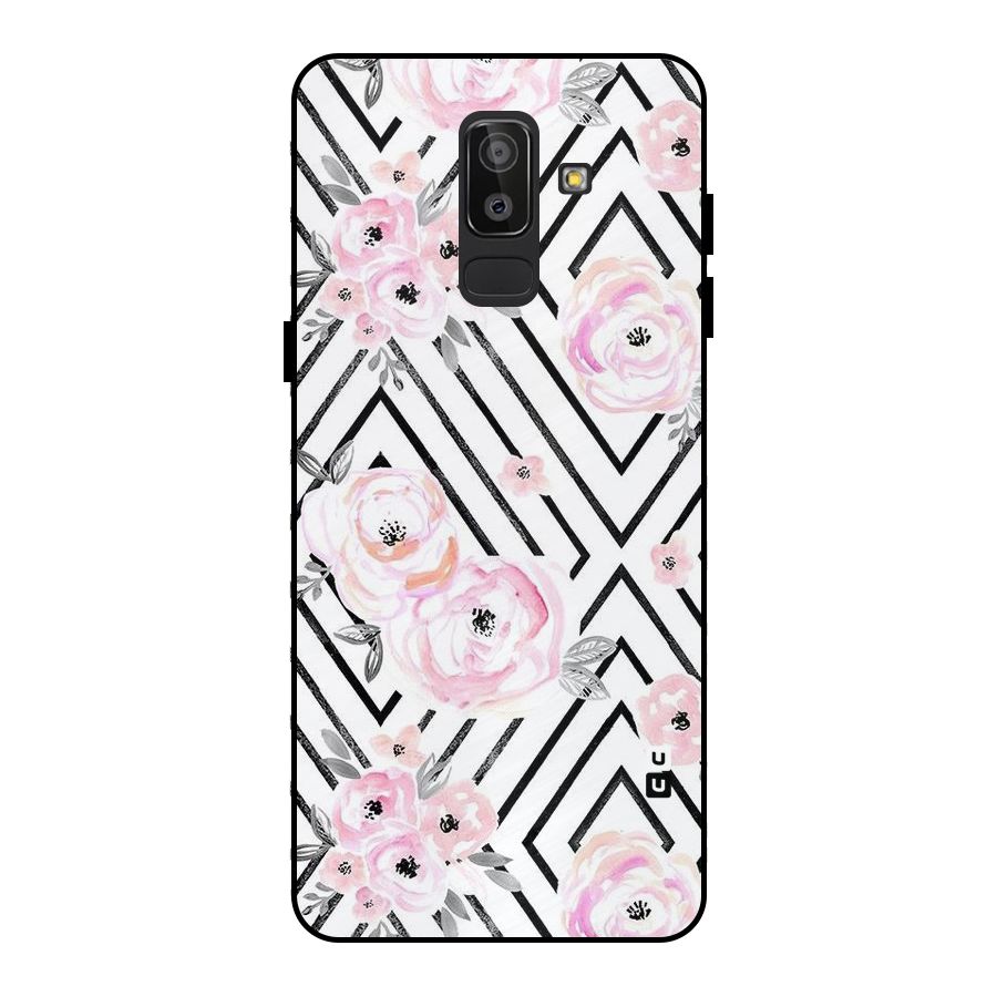 Light Pastel Flowers Design Metal Back Case for Galaxy J8