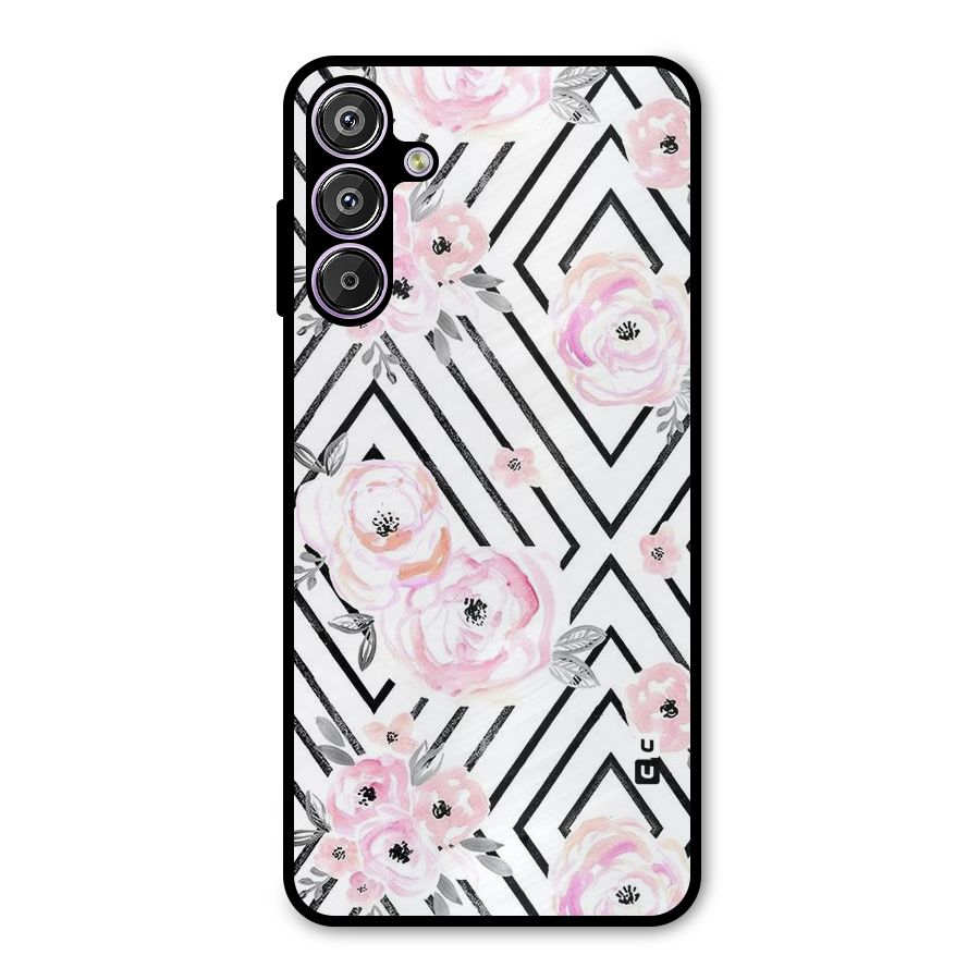 Light Pastel Flowers Design Metal Back Case for Galaxy M15