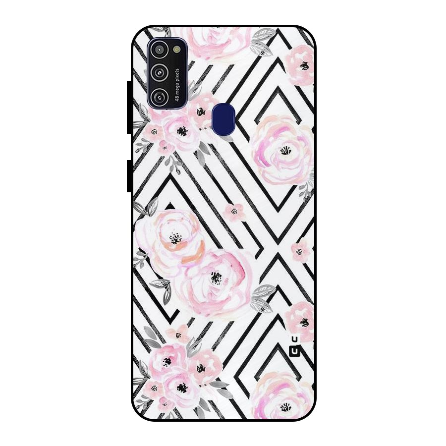 Light Pastel Flowers Design Metal Back Case for Galaxy M21