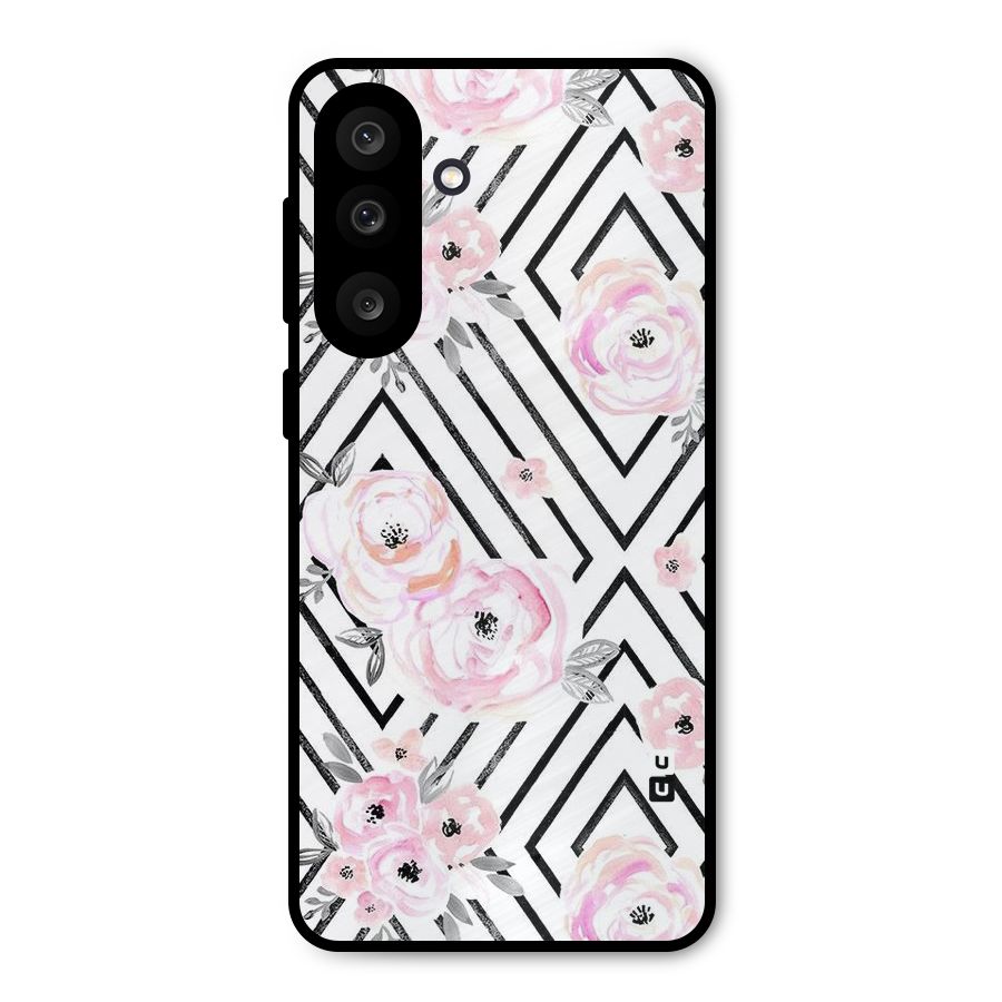 Light Pastel Flowers Design Metal Back Case for Galaxy M56