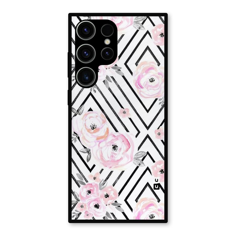 Light Pastel Flowers Design Metal Back Case for Galaxy S23 Ultra