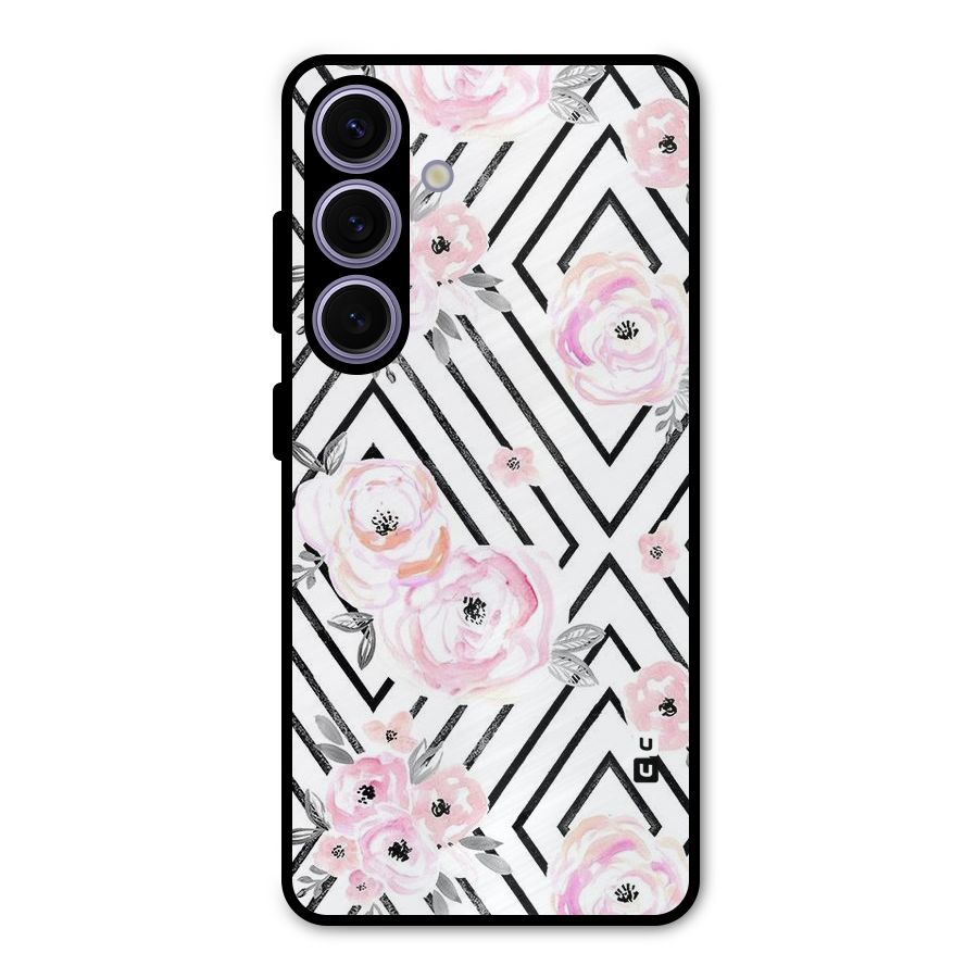 Light Pastel Flowers Design Metal Back Case for Galaxy S24