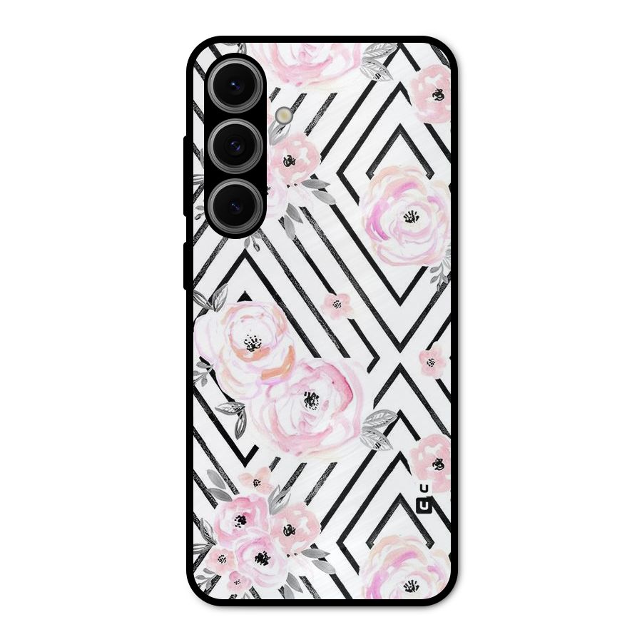 Light Pastel Flowers Design Metal Back Case for Galaxy S24 FE