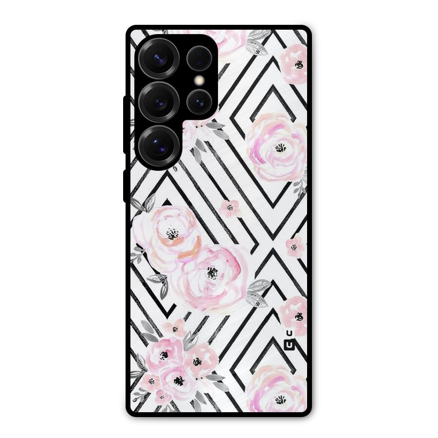 Light Pastel Flowers Design Metal Back Case for Galaxy S25 Ultra