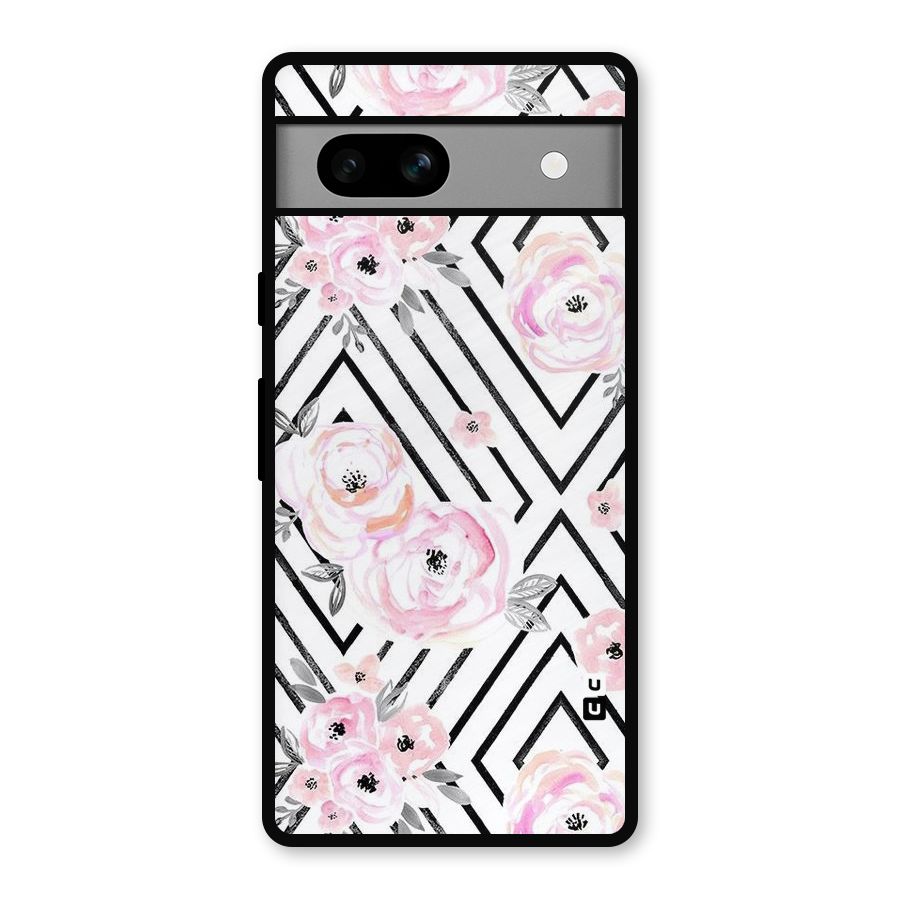 Light Pastel Flowers Design Metal Back Case for Google Pixel 7a