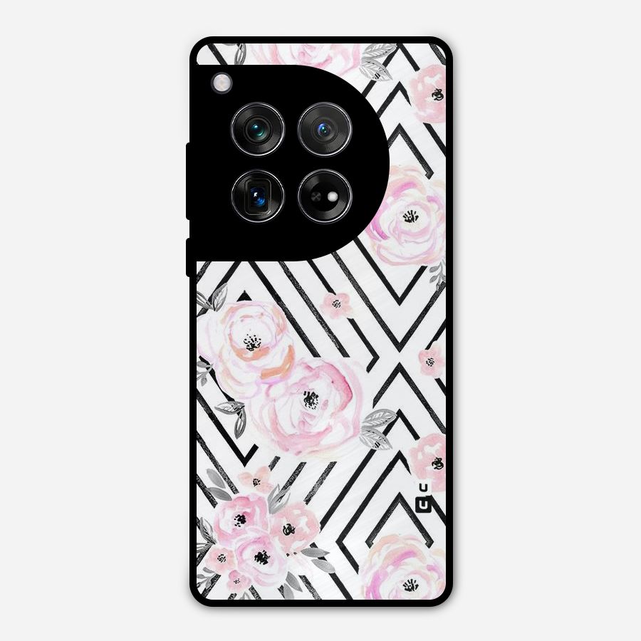 Light Pastel Flowers Design Metal Back Case for OnePlus 12