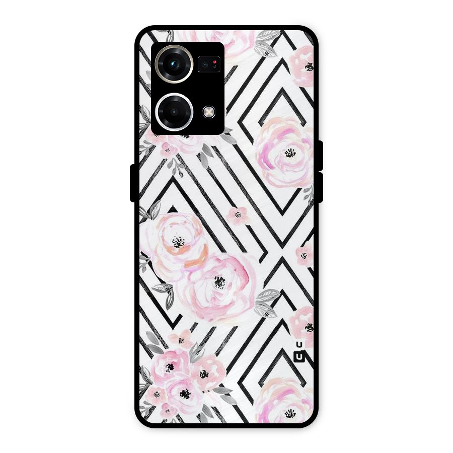 Light Pastel Flowers Design Metal Back Case for Oppo F21 Pro 4G