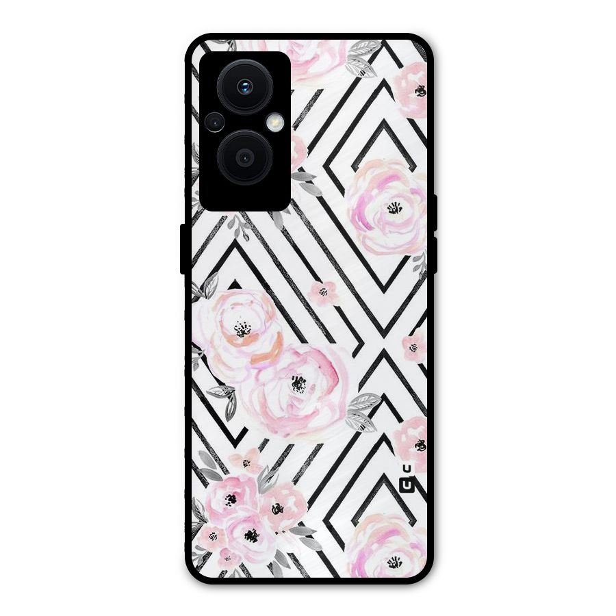 Light Pastel Flowers Design Metal Back Case for Oppo F21s Pro 5G