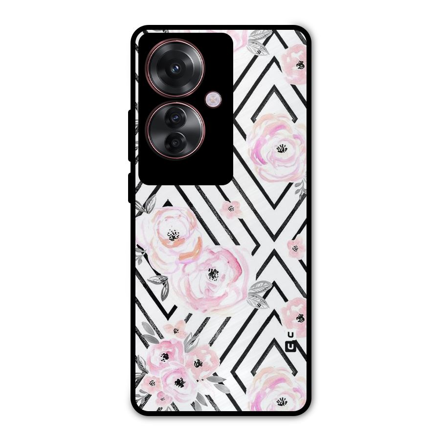 Light Pastel Flowers Design Metal Back Case for Oppo F25 Pro