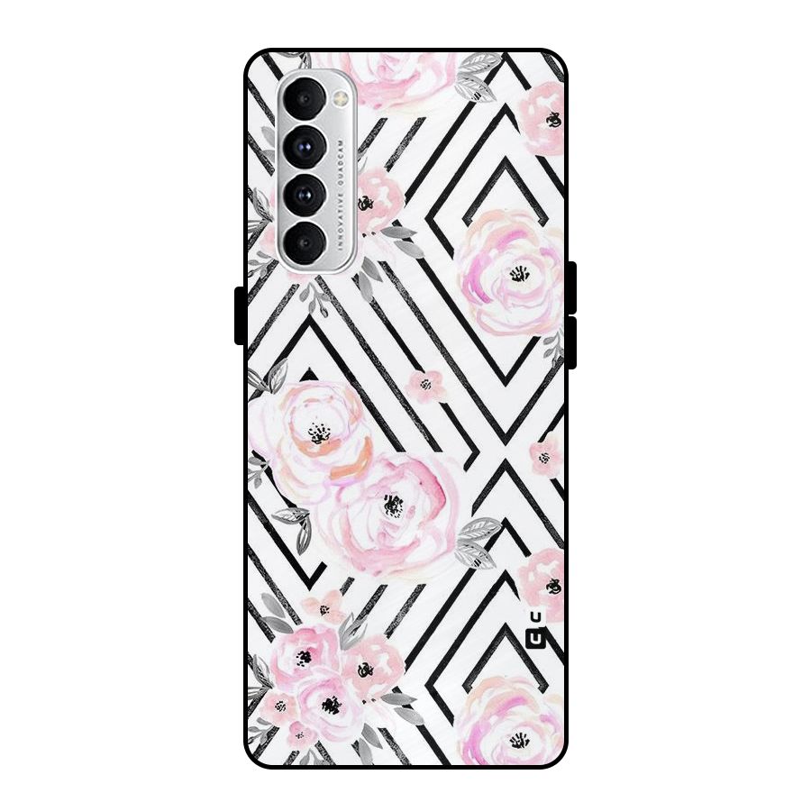 Light Pastel Flowers Design Metal Back Case for Oppo Reno4 Pro