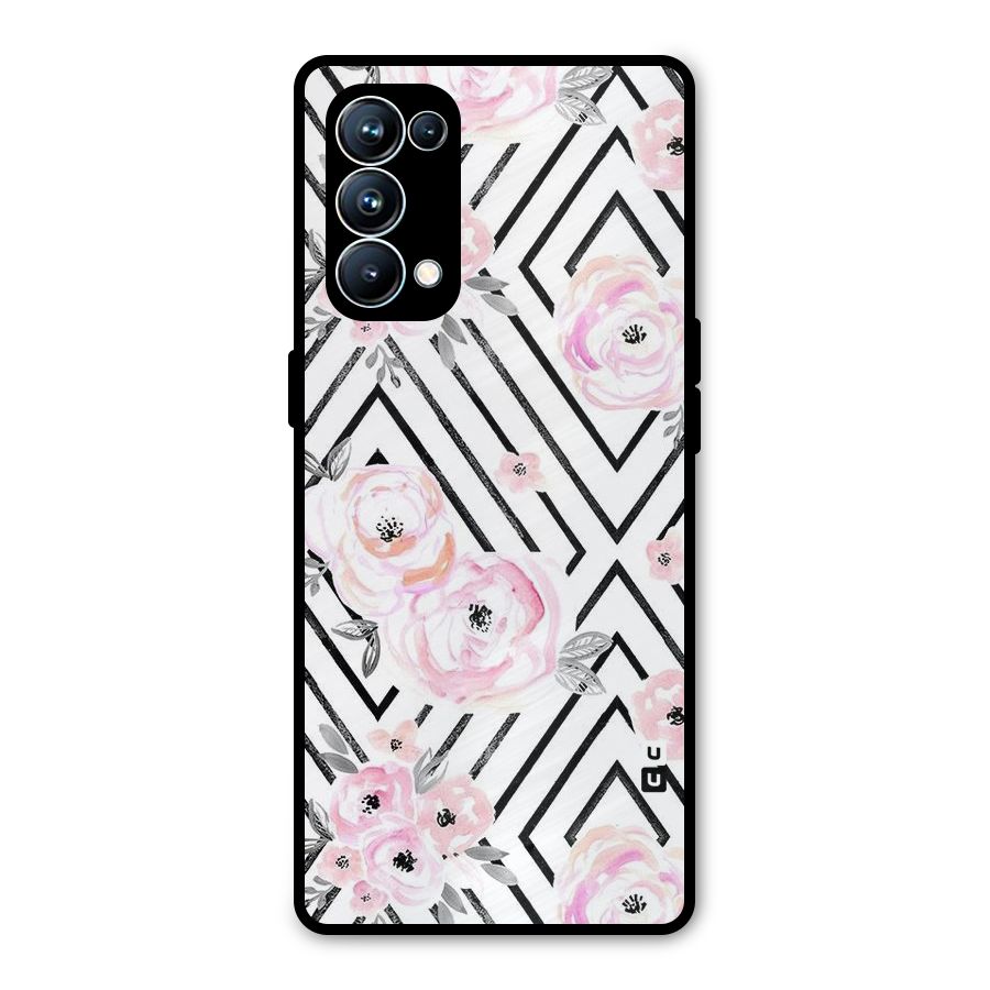 Light Pastel Flowers Design Metal Back Case for Oppo Reno5 Pro 5G