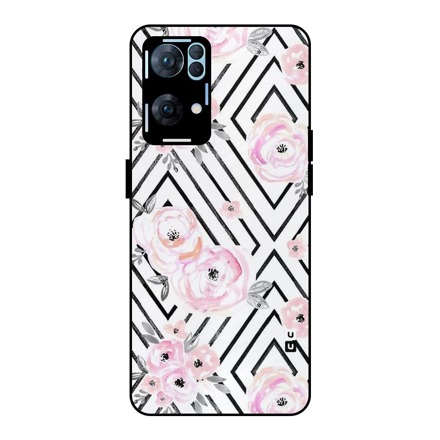 Light Pastel Flowers Design Metal Back Case for Oppo Reno7 Pro 5G