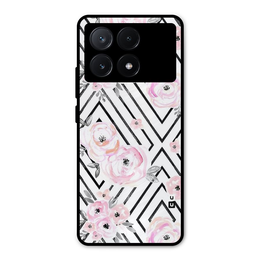 Light Pastel Flowers Design Metal Back Case for Poco X6 Pro
