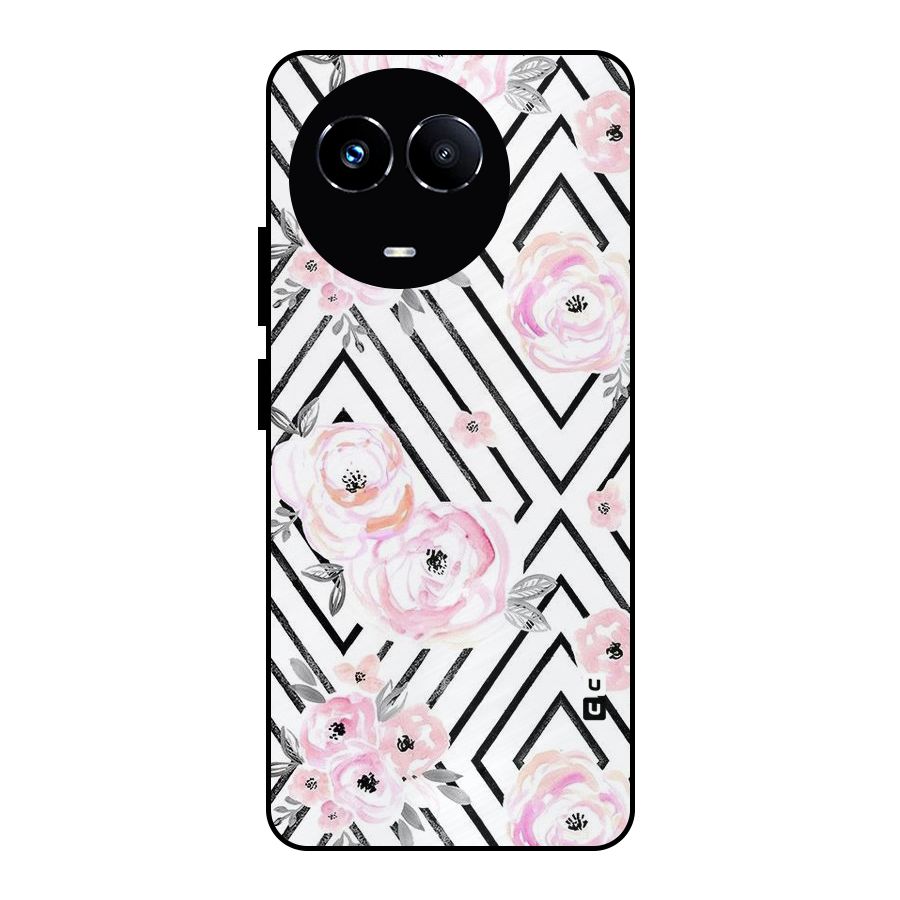 Light Pastel Flowers Design Metal Back Case for Realme 11 5G