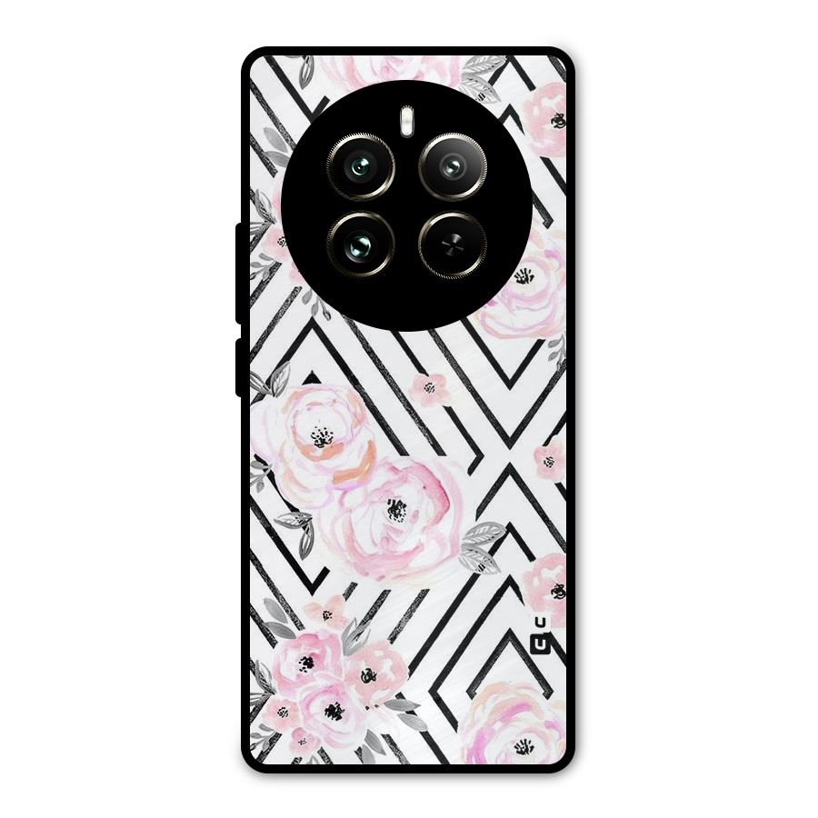 Light Pastel Flowers Design Metal Back Case for Realme 12 Pro