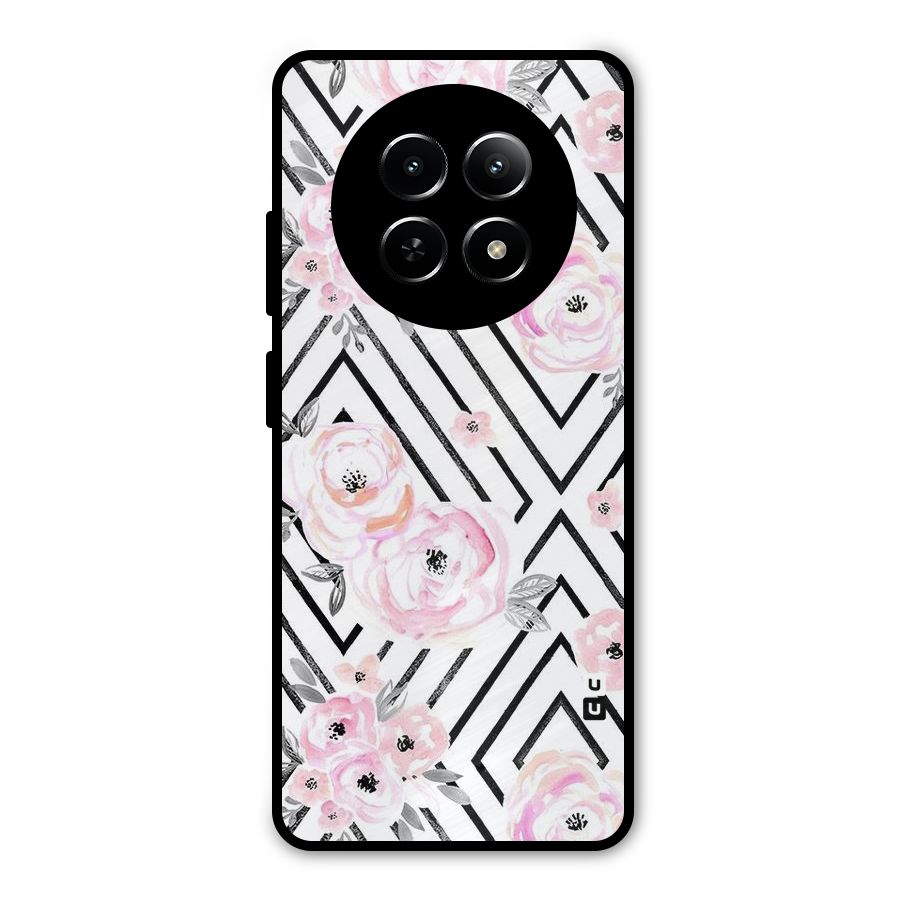 Light Pastel Flowers Design Metal Back Case for Realme 12x 5G