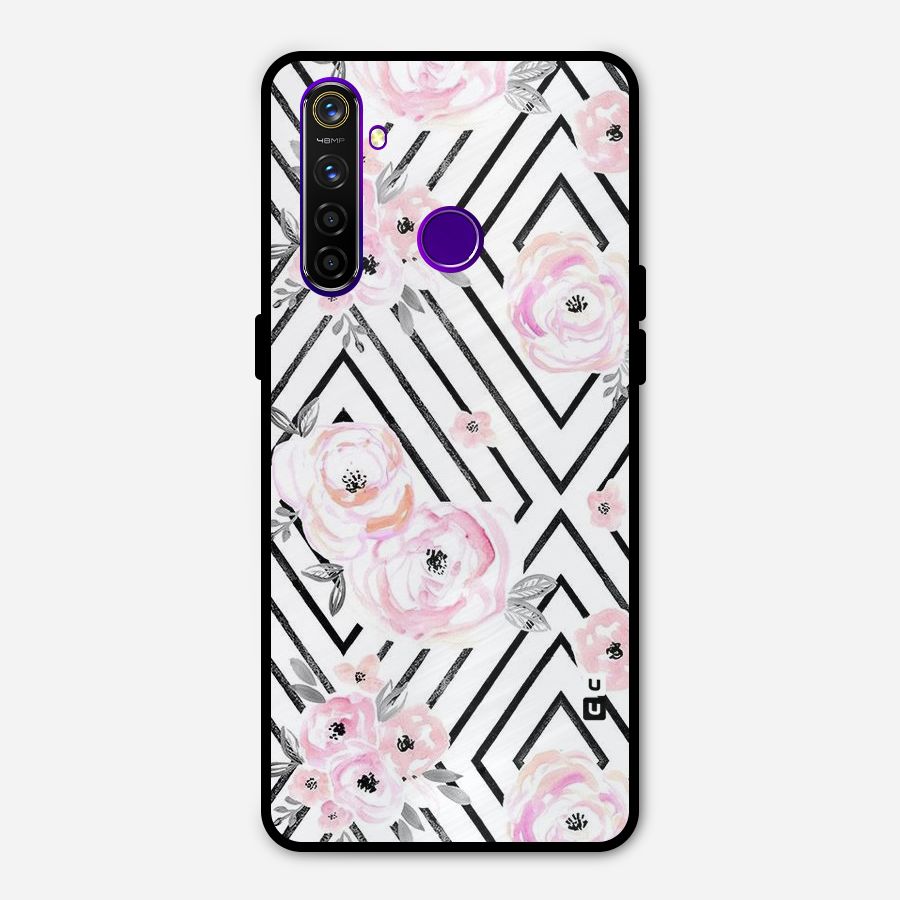 Light Pastel Flowers Design Metal Back Case for Realme 5 Pro