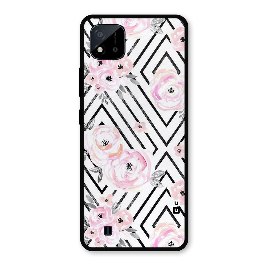 Light Pastel Flowers Design Metal Back Case for Realme C11 2021