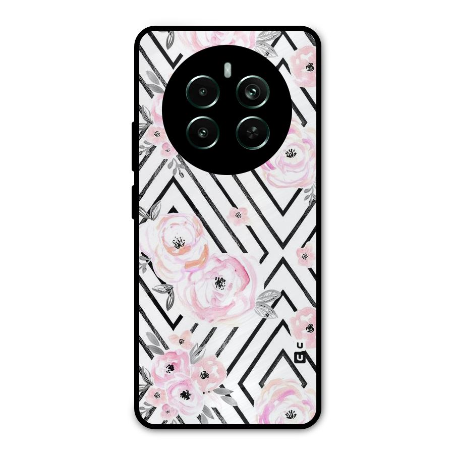 Light Pastel Flowers Design Metal Back Case for Realme Narzo 70 Pro