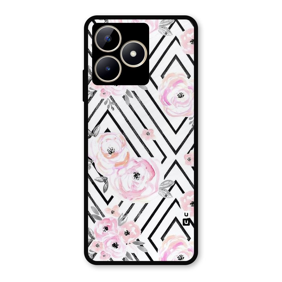 Light Pastel Flowers Design Metal Back Case for Realme Narzo N53