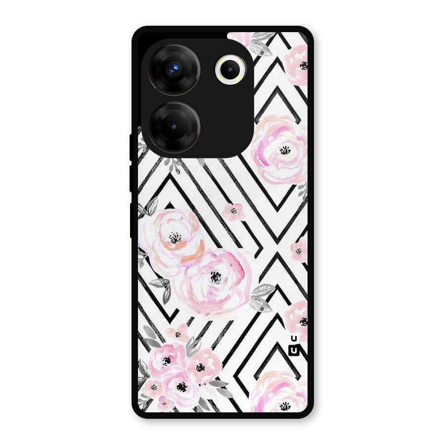 Light Pastel Flowers Design Metal Back Case for Tecno Camon 20 Pro