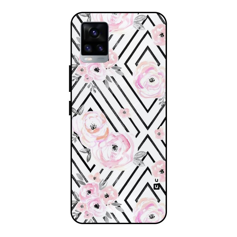 Light Pastel Flowers Design Metal Back Case for Vivo V20 2021
