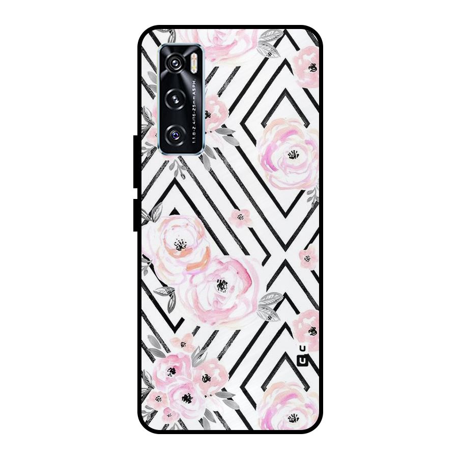 Light Pastel Flowers Design Metal Back Case for Vivo V20 SE