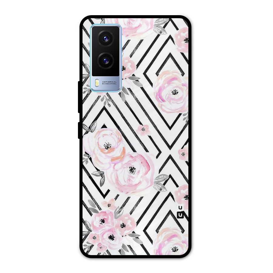 Light Pastel Flowers Design Metal Back Case for Vivo V21e 5G