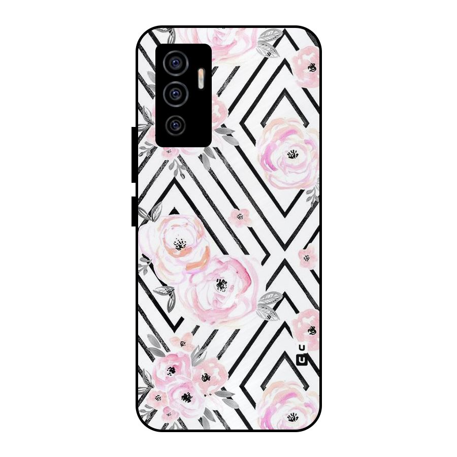 Light Pastel Flowers Design Metal Back Case for Vivo V23e