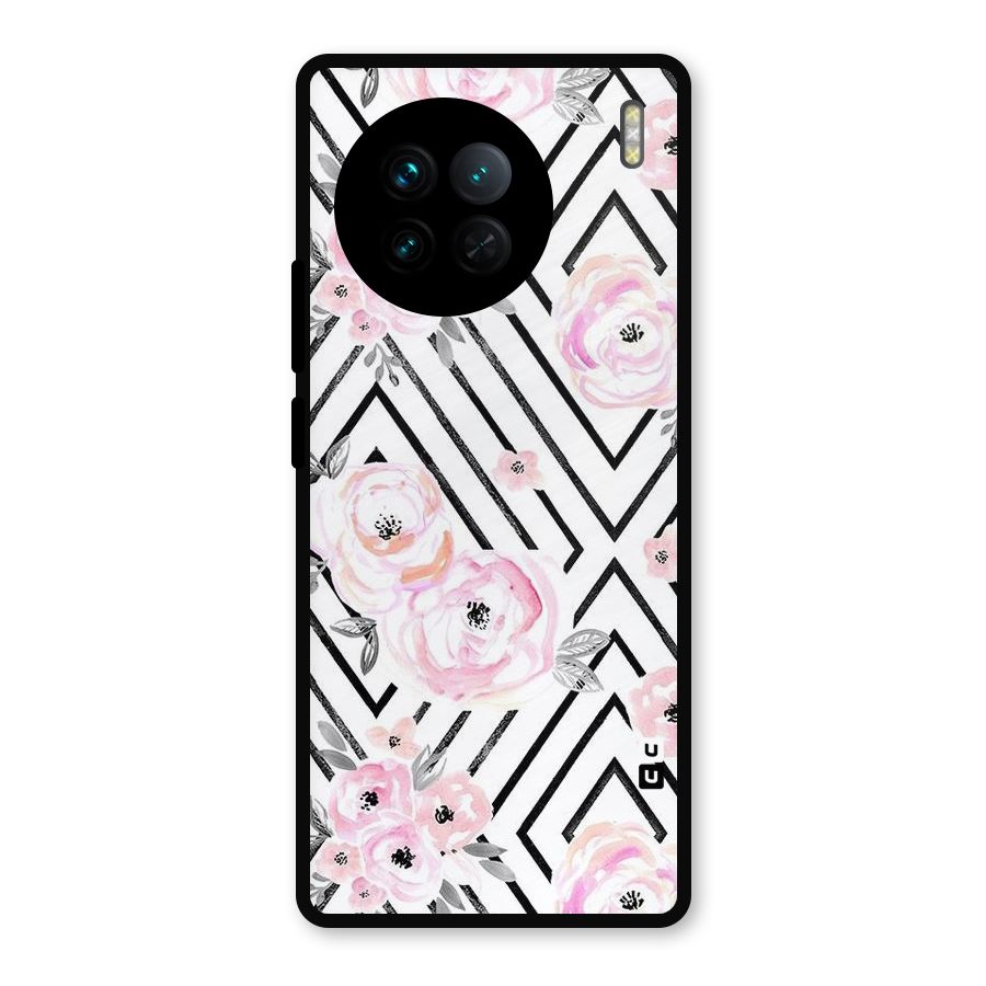 Light Pastel Flowers Design Metal Back Case for Vivo X90