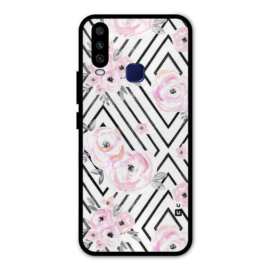 Light Pastel Flowers Design Metal Back Case for Vivo Y15