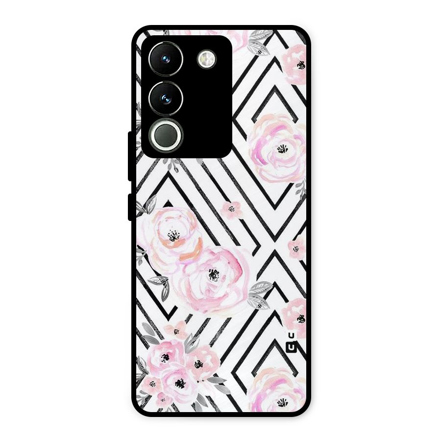 Light Pastel Flowers Design Metal Back Case for Vivo Y200