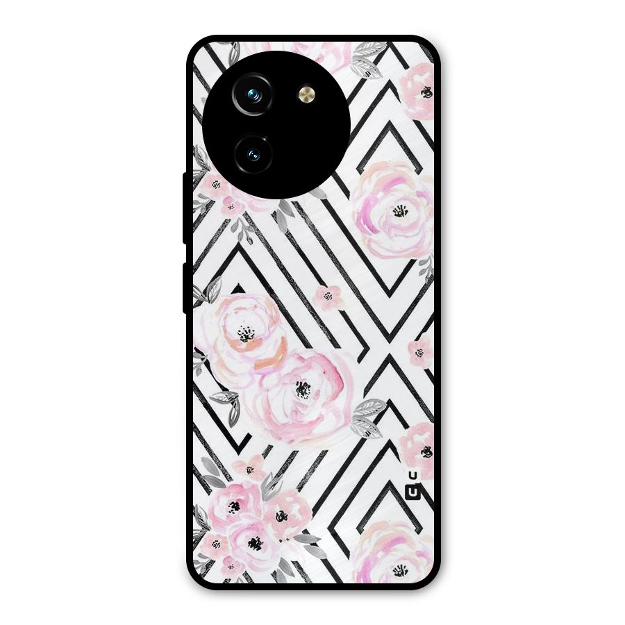 Light Pastel Flowers Design Metal Back Case for Vivo Y200i