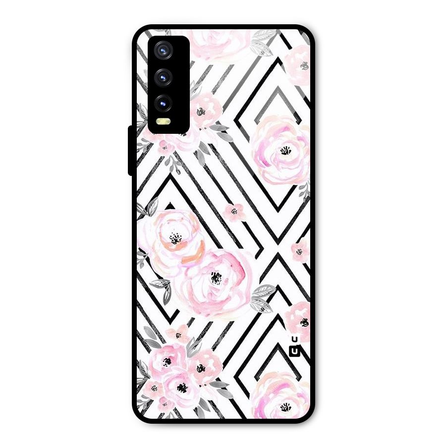 Light Pastel Flowers Design Metal Back Case for Vivo Y20g