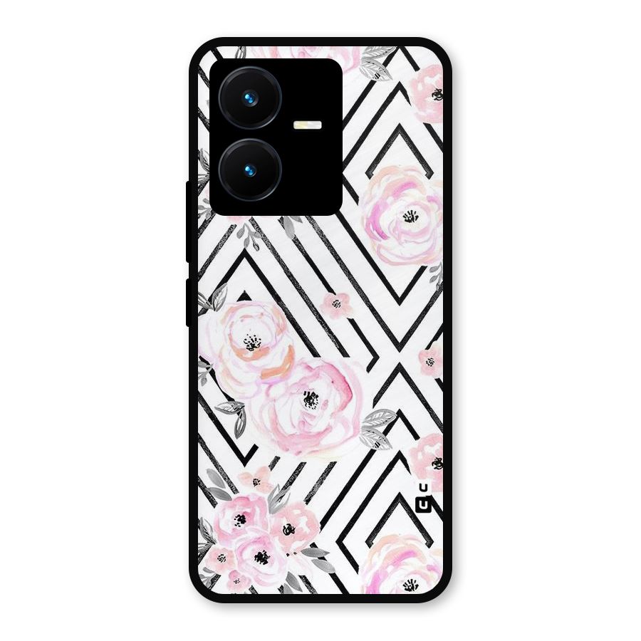 Light Pastel Flowers Design Metal Back Case for Vivo Y22