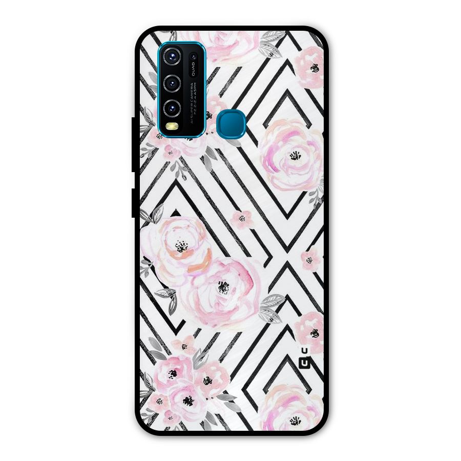 Light Pastel Flowers Design Metal Back Case for Vivo Y30