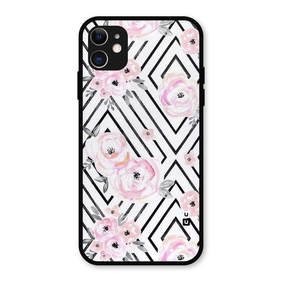 Light Pastel Flowers Design Metal Back Case for iPhone 11
