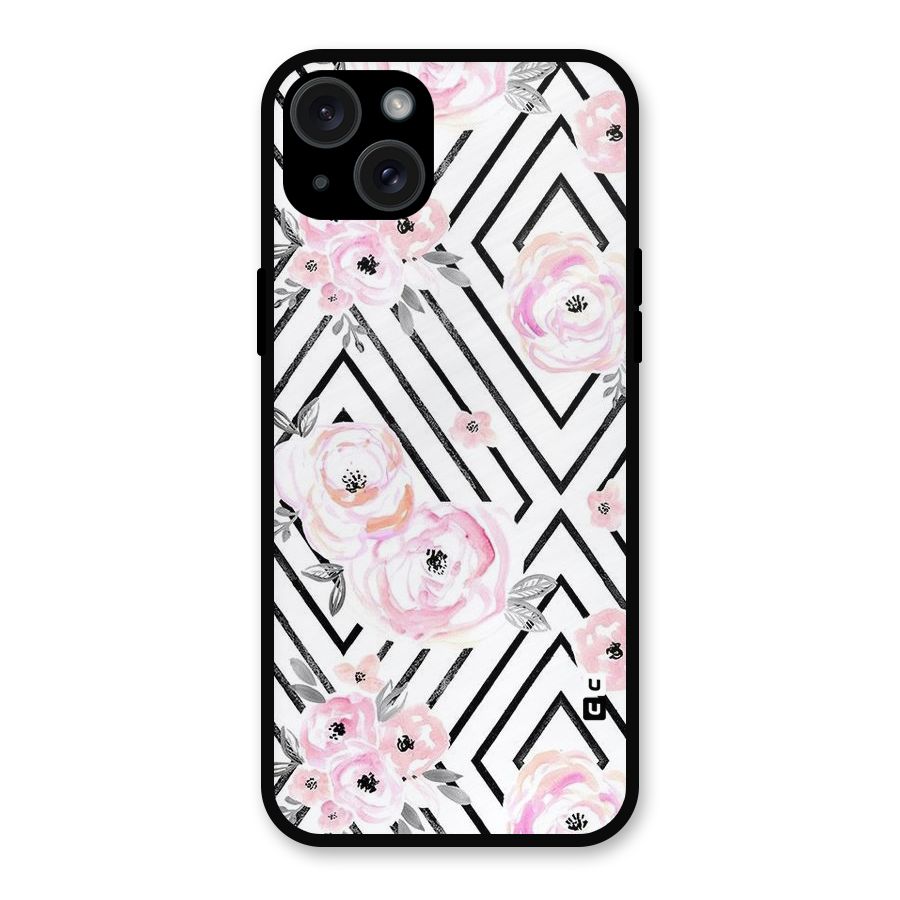Light Pastel Flowers Design Metal Back Case for iPhone 15 Plus