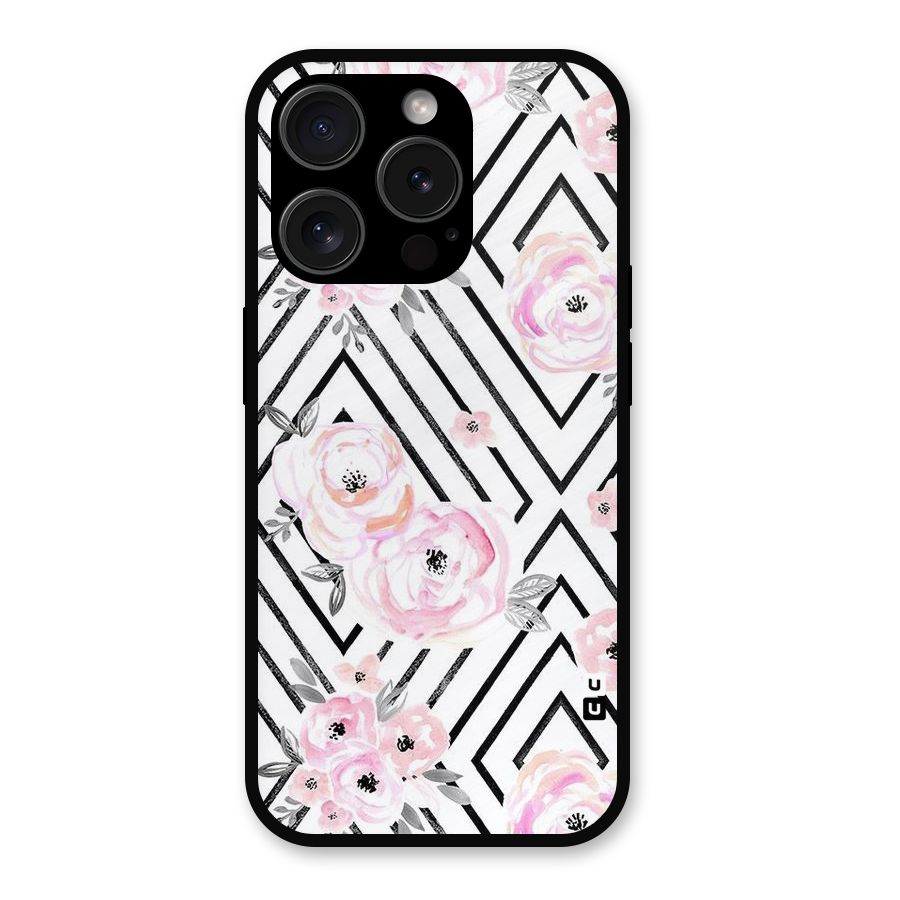 Light Pastel Flowers Design Metal Back Case for iPhone 15 Pro