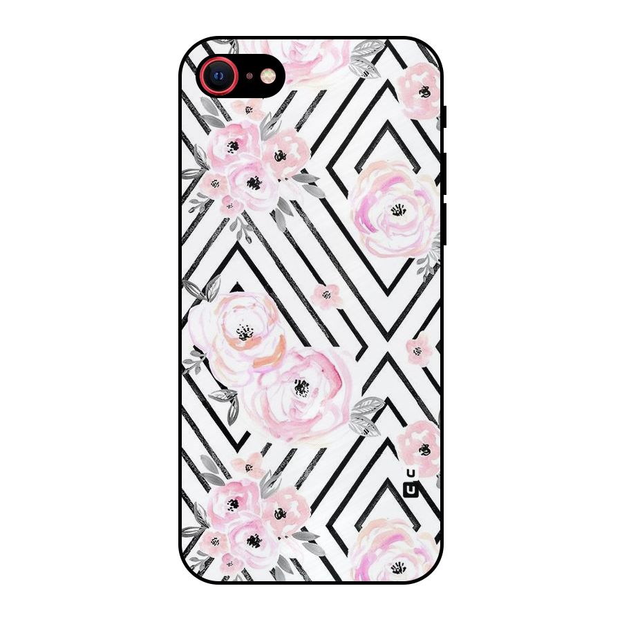 Light Pastel Flowers Design Metal Back Case for iPhone SE 2022