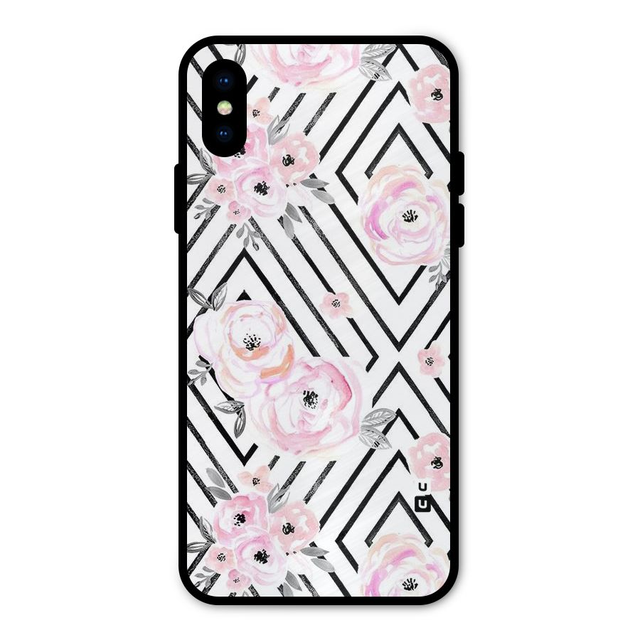 Light Pastel Flowers Design Metal Back Case for iPhone X